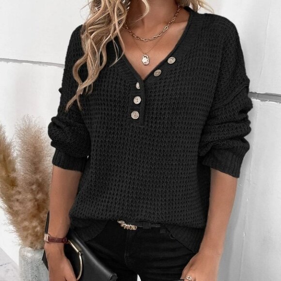 Black Casual Womens Sweater - Picture 1 of 5
